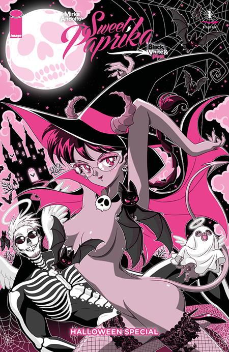 MIRKA ANDOLFOS SWEET PAPRIKA BLACK WHITE & PINK HALLOWEEN SPECIAL #1 (OF 2) CVR C MARCO ALBIERO VAR (MR) cover artwork