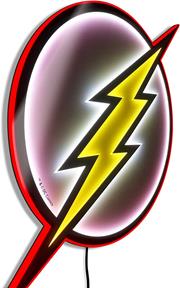 DC COMICS THE FLASH JUSTICE LEAGUE ILLUMINATED SCARLET SPEEDSTER THUNDERBOLT LED NEON STYLE SUPERHERO LOGO WALL LIGHT HANGABLE LAMP (LARGE)