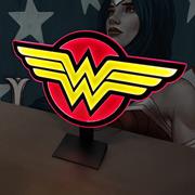 DC COMICS WONDER WOMAN JUSTICE LEAGUE ILLUMINATED LED SUPERHERO STACKED W LOGO WALL LIGHT NEON STYLE WONDERWOMAN EMBLEM FROM JUSTICE LEAGUE WW84 (REGULAR) WITH STAND FOR DESK OR TABLE LAMP