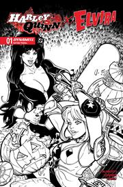 HARLEY QUINN X ELVIRA #1 CVR O INC 1:10 CHAD HARDIN LINE ART VAR