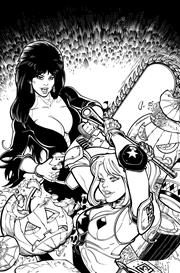 HARLEY QUINN X ELVIRA #1 CVR Q INC 1:15 CHAD HARDIN LINE ART VIRGIN VAR