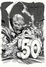 KING SPAWN #50 CVR G INC 1:250 TODD MCFARLANE SIGNED B&W INKS VAR
