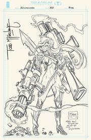 SPAWN SCORCHED #50 CVR H INC 1:1000 TODD MCFARLANE VIRGIN SIGNED W SKETCH VAR