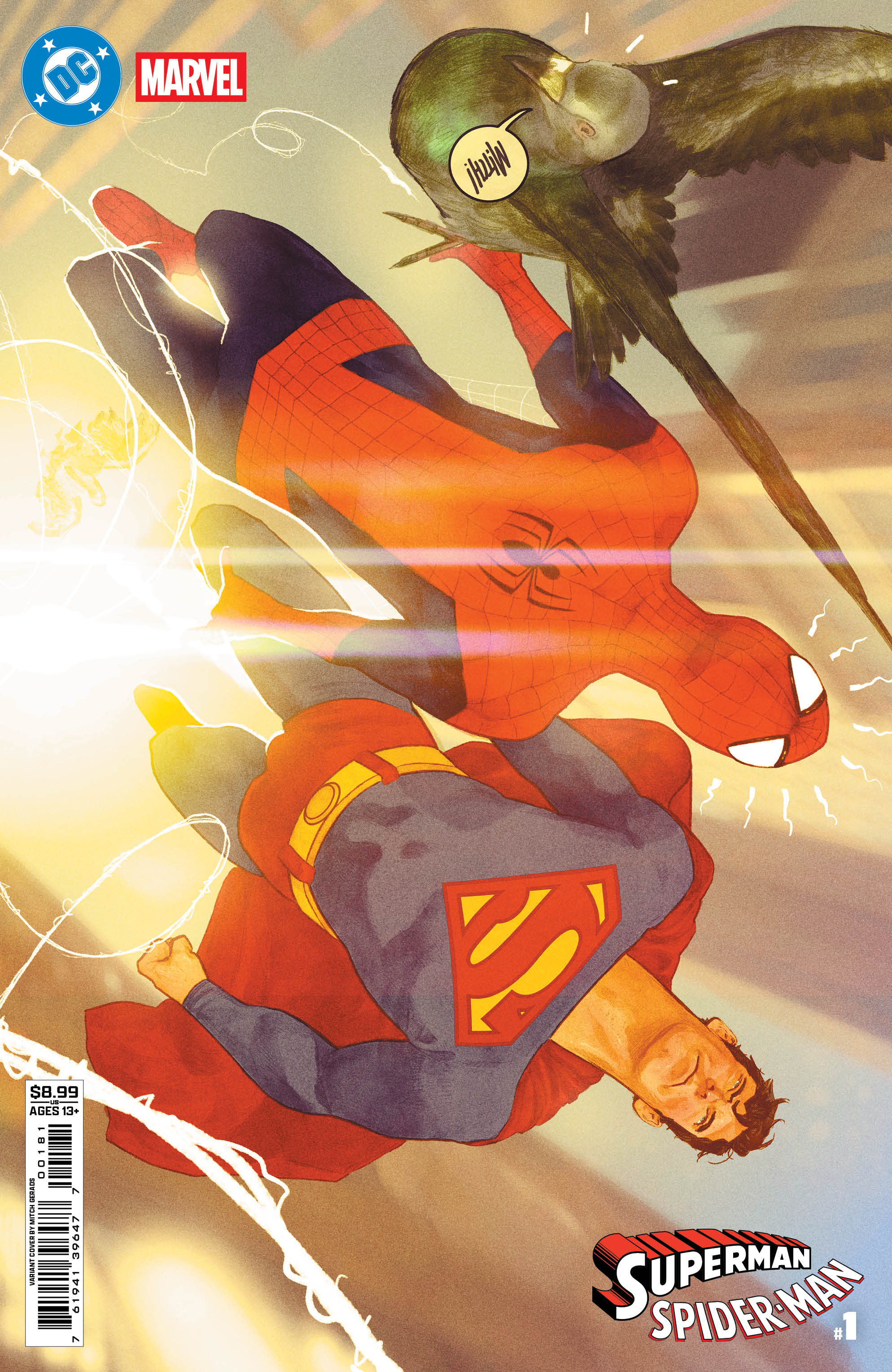  76194139647700181 | DC MARVEL SUPERMAN SPIDER MAN @1 (ONE SHOT) COVER H MITCH GERADS CARD STOCK VARIANT | DC  