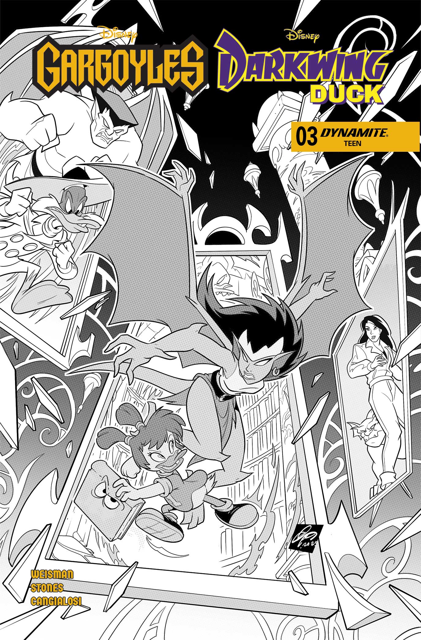 Gargoyles/Darkwing Duck #3 (Cover E Ciro Cangialosi Line Art Variant)