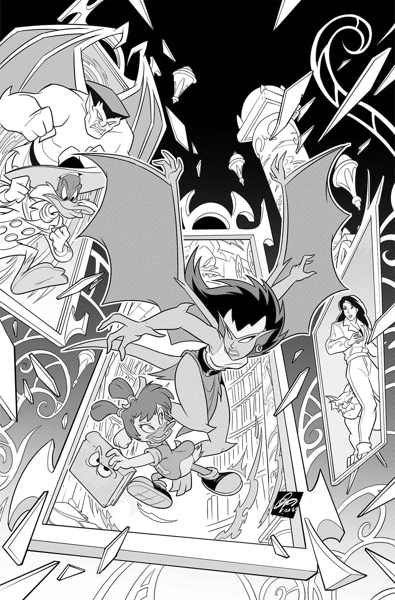 Gargoyles/Darkwing Duck #3 (Cover I Ciro Cangialosi Line Art Full Art Variant)