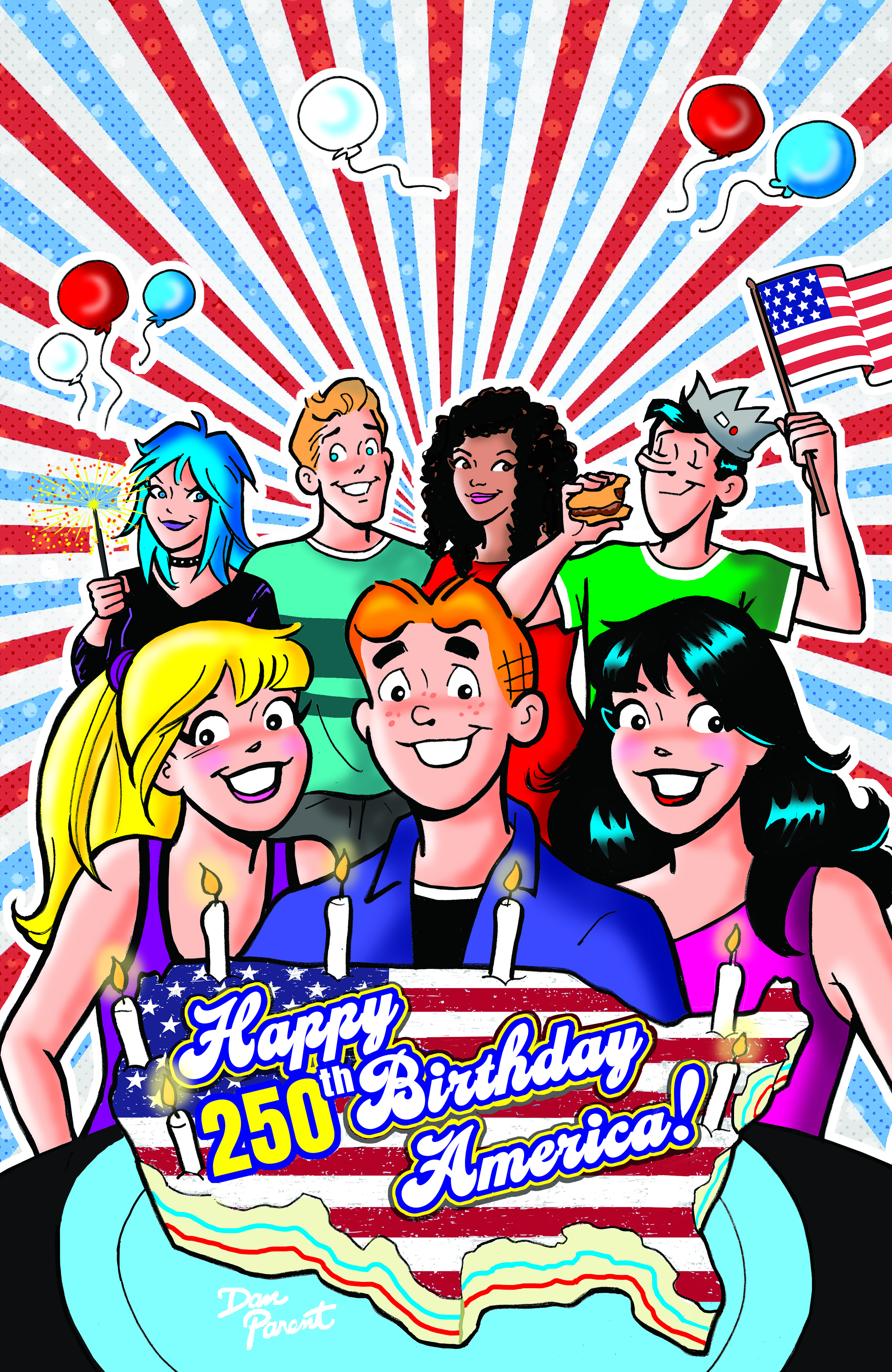  FOC06062026008 | ARCHIE COMICS CELEBRATES AMERICAS 250TH (ONE SHOT) CVR D DAN PARENT FOIL FULL ART VAR PRE ORDER [FOC 0606] | LUNAR  