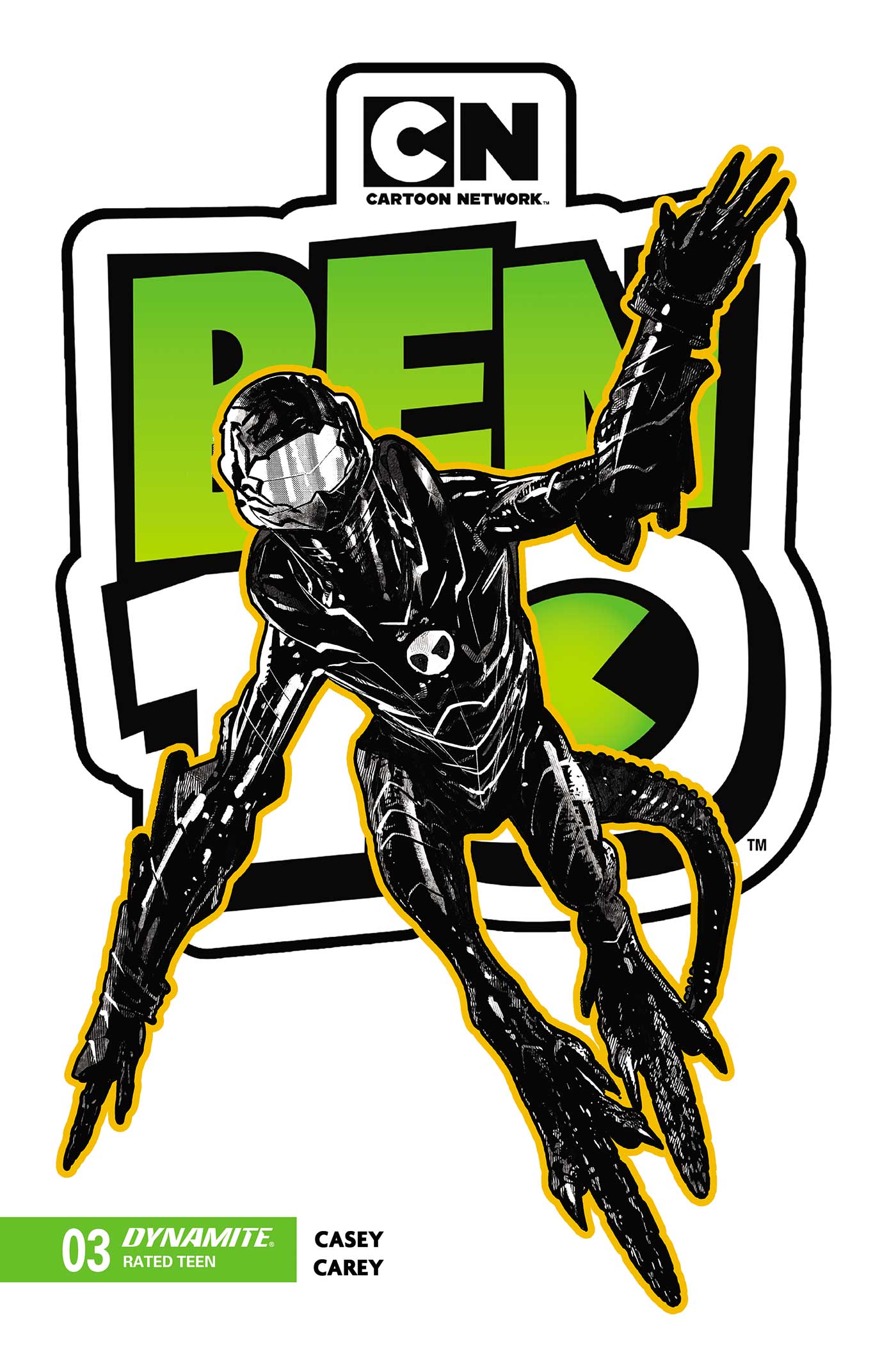  72513036343503022 | BEN 10 @3 2ND PTG COVER B INC 17 ROBERT CAREY B&W VARIANT | DYNAMITE  