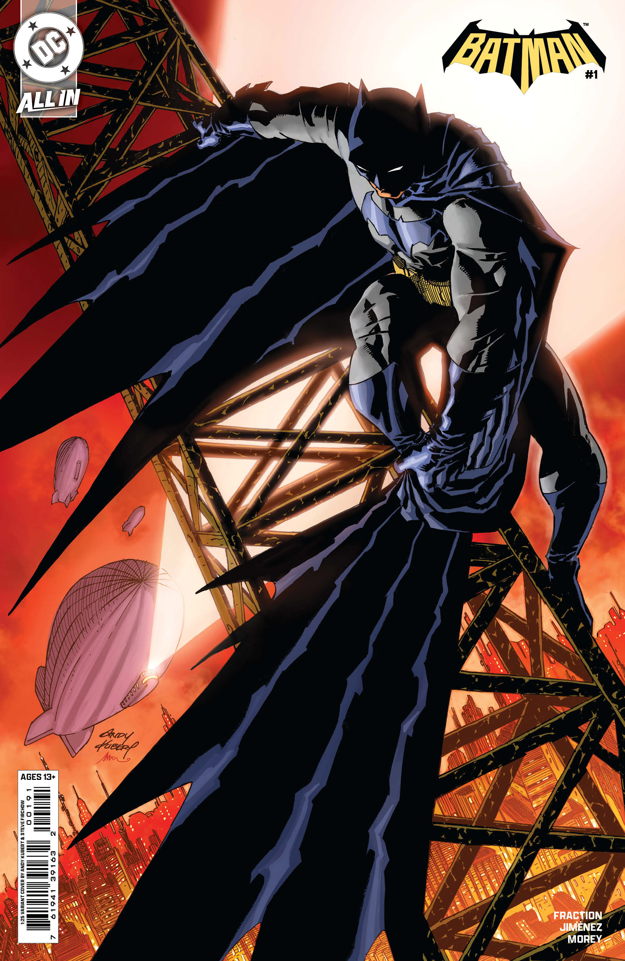  76194139163200191 | BATMAN @1 COVER L INC 125 ANDY KUBERT CARD STOCK VARIANT | DC  