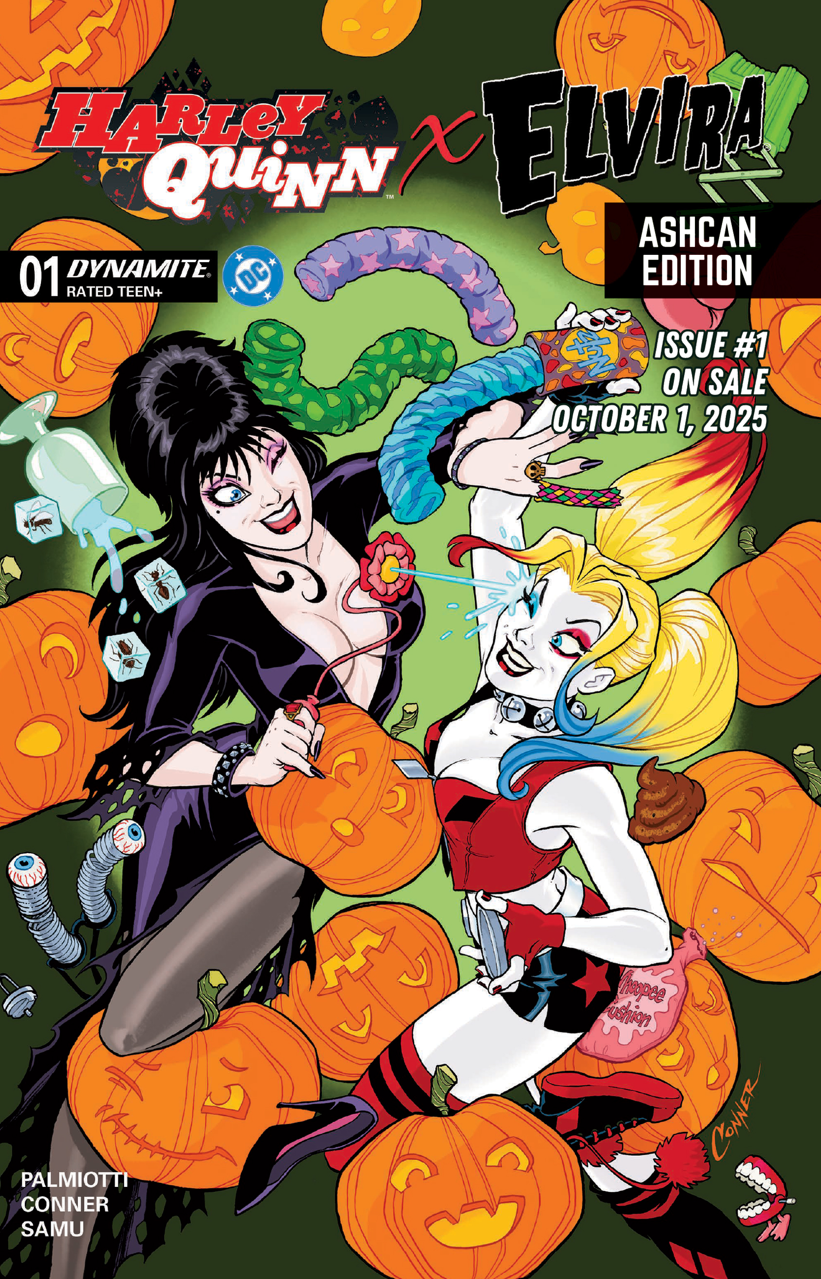  345679E+11 | HARLEY QUINN X ELVIRA @1 ASHCAN | DYNAMITE  