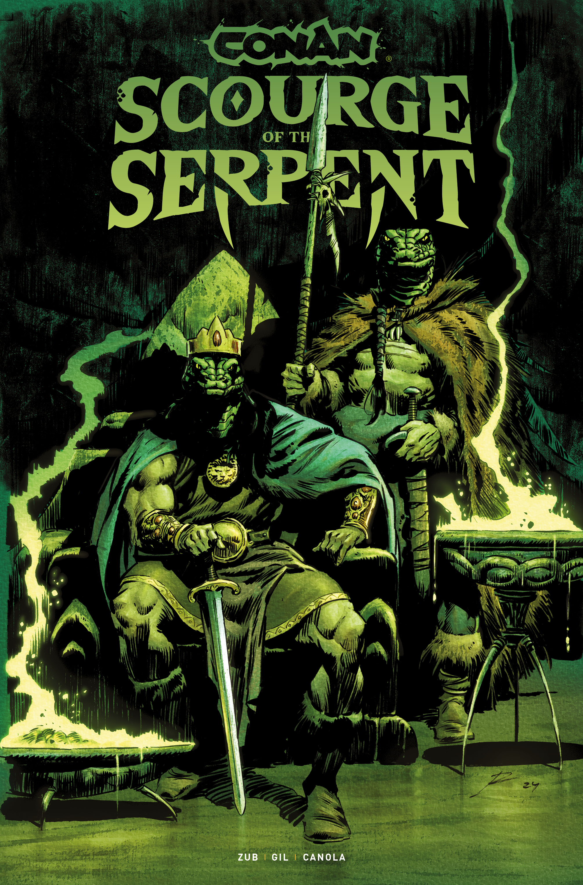  FOC9082025278 | CONAN THE BARBARIAN SCOURGE OF THE SERPENT @1 (OF 4) CVR G ROBERTO DE LA TORRE GLOW IN THE DARK VAR PRE ORDER [FOC 0908] | TITAN  