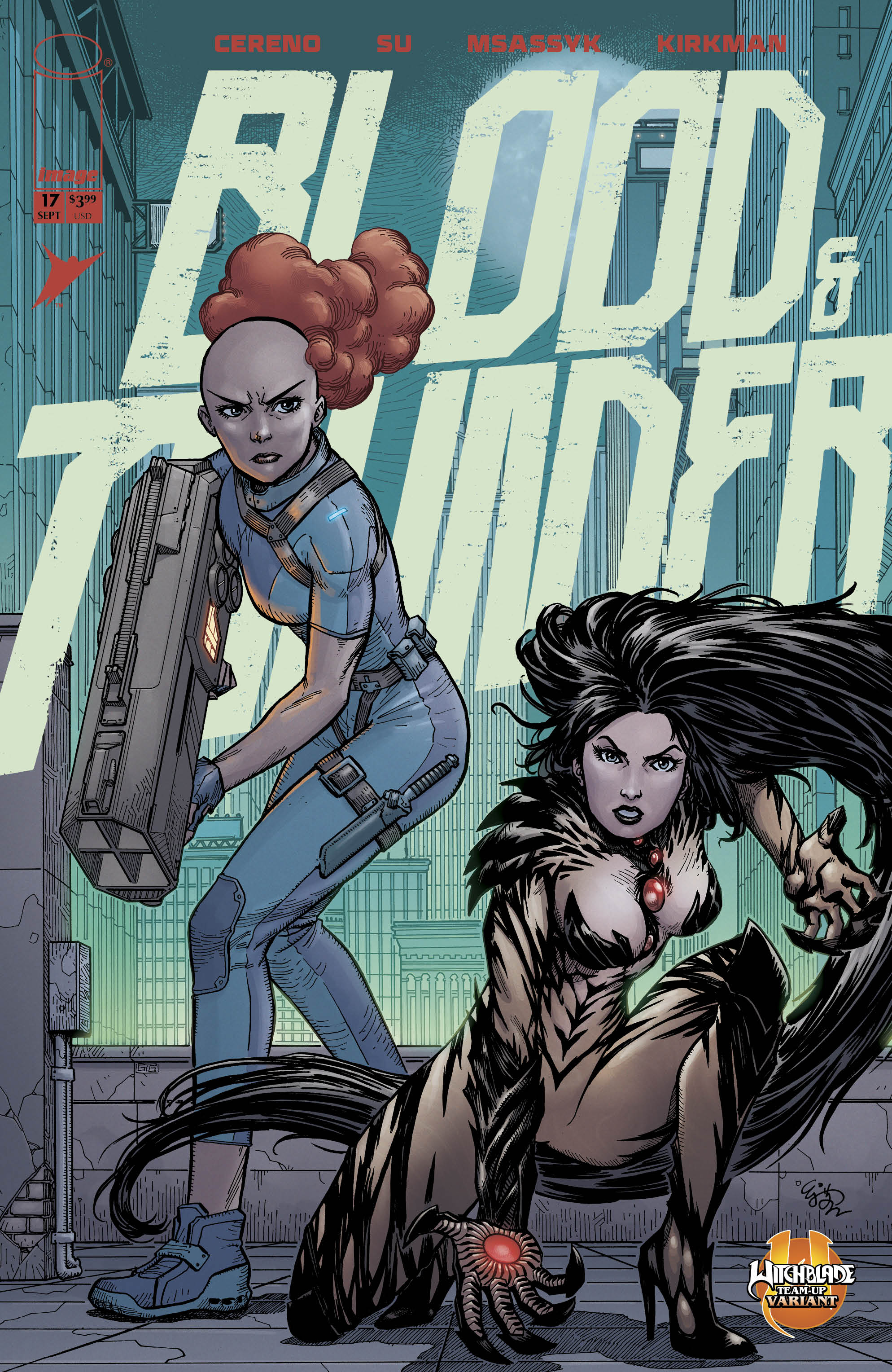  FOC15082026074 | BLOOD & THUNDER @17 CVR E EJ SU & DEE CUNNIFFE WITCHBLADE TEAM UP VAR PRE ORDER [FOC 1508] | IMAGE  