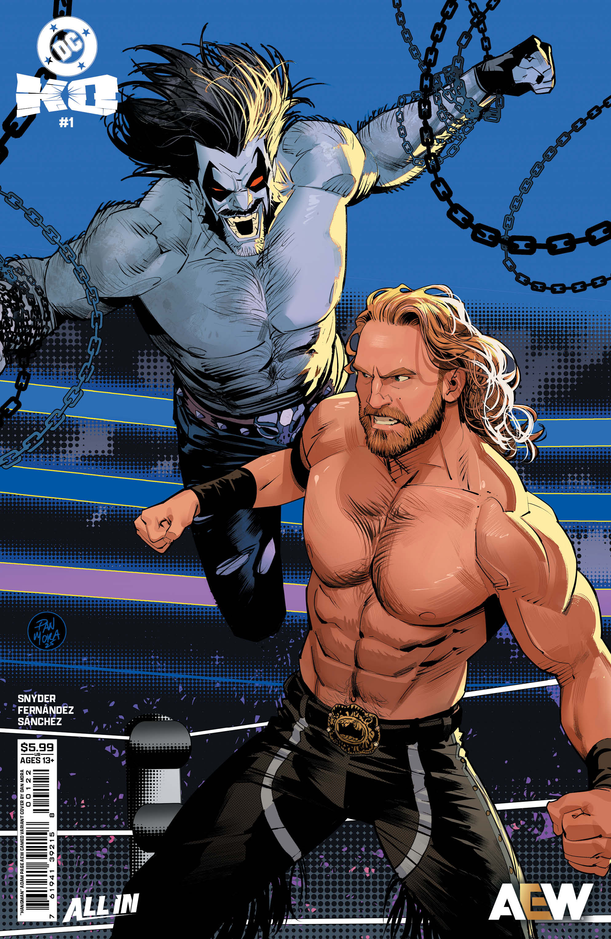  76194139215800122 | DC KO @1 (OF 5) COVER K DAN MORA HANGMAN ADAM PAGE AEW CAMEO CARD STOCK VARIANT | DC  