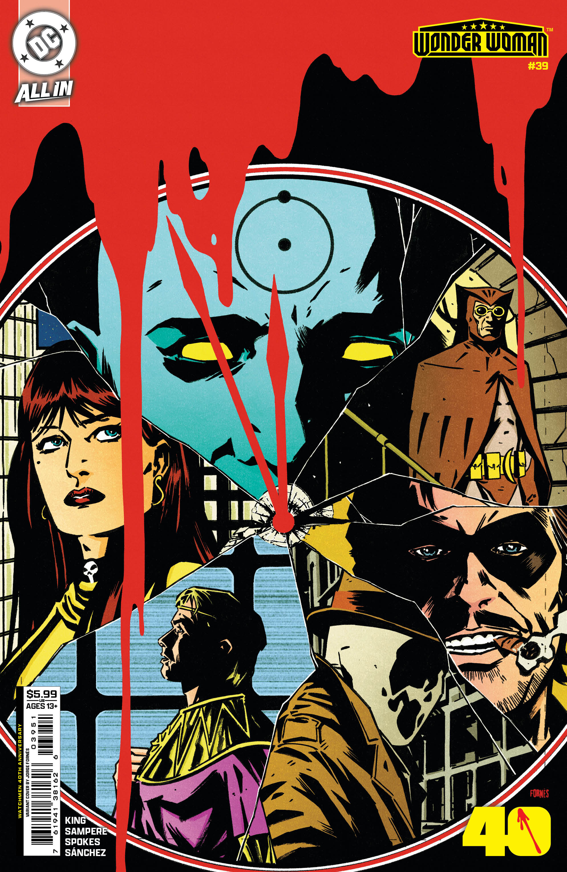  FOC24102026153 | WONDER WOMAN @39 CVR E JORGE FORNES WATCHMEN 40TH ANNIVERSARY CARD STOCK VAR PRE ORDER [FOC 2410] | DC  