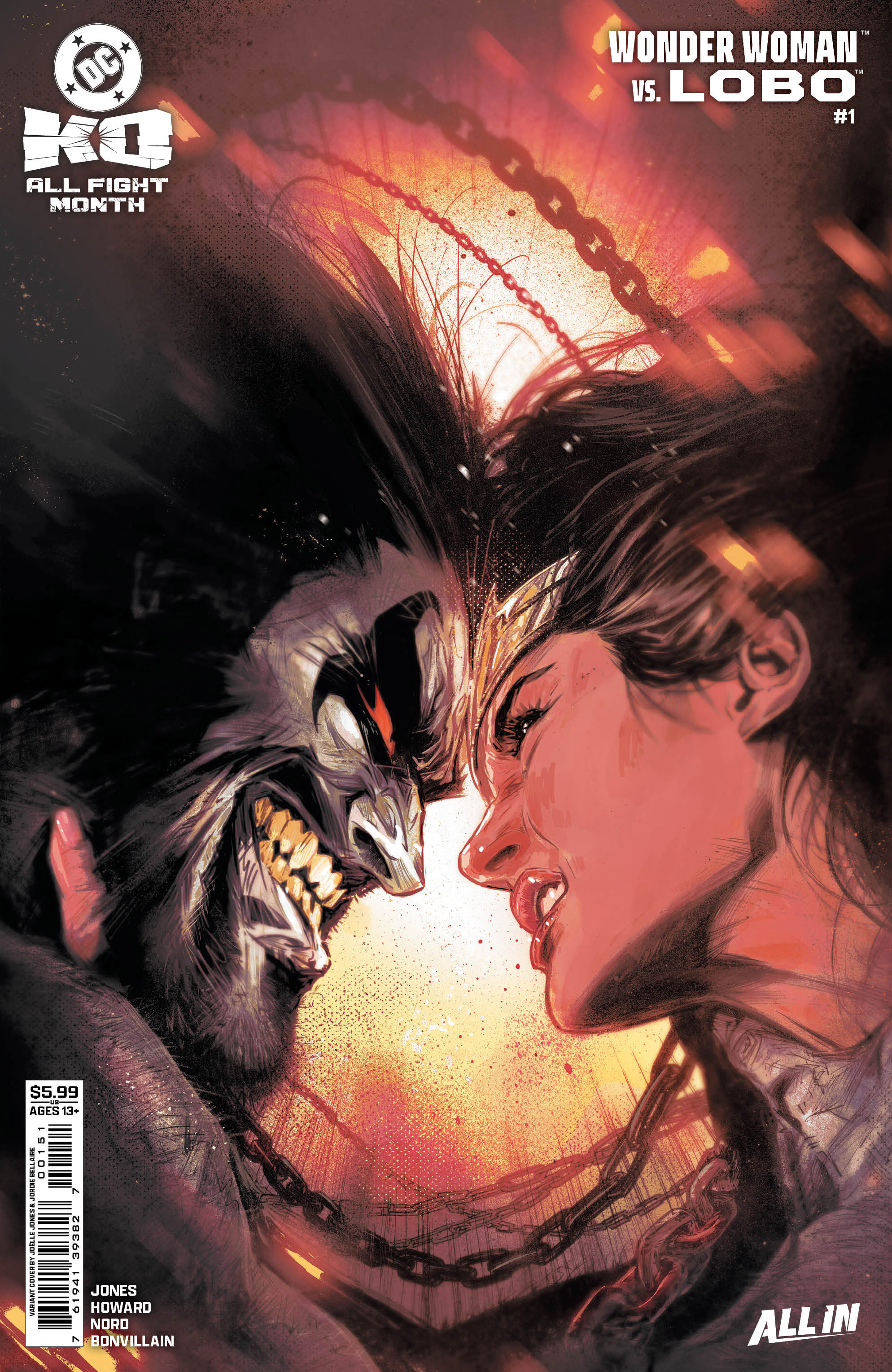  1025DC0012 | DC KO WONDER WOMAN VS LOBO @1 (ONE SHOT) COVER C JOELLE JONES CARD STOCK VARIANT | DC  