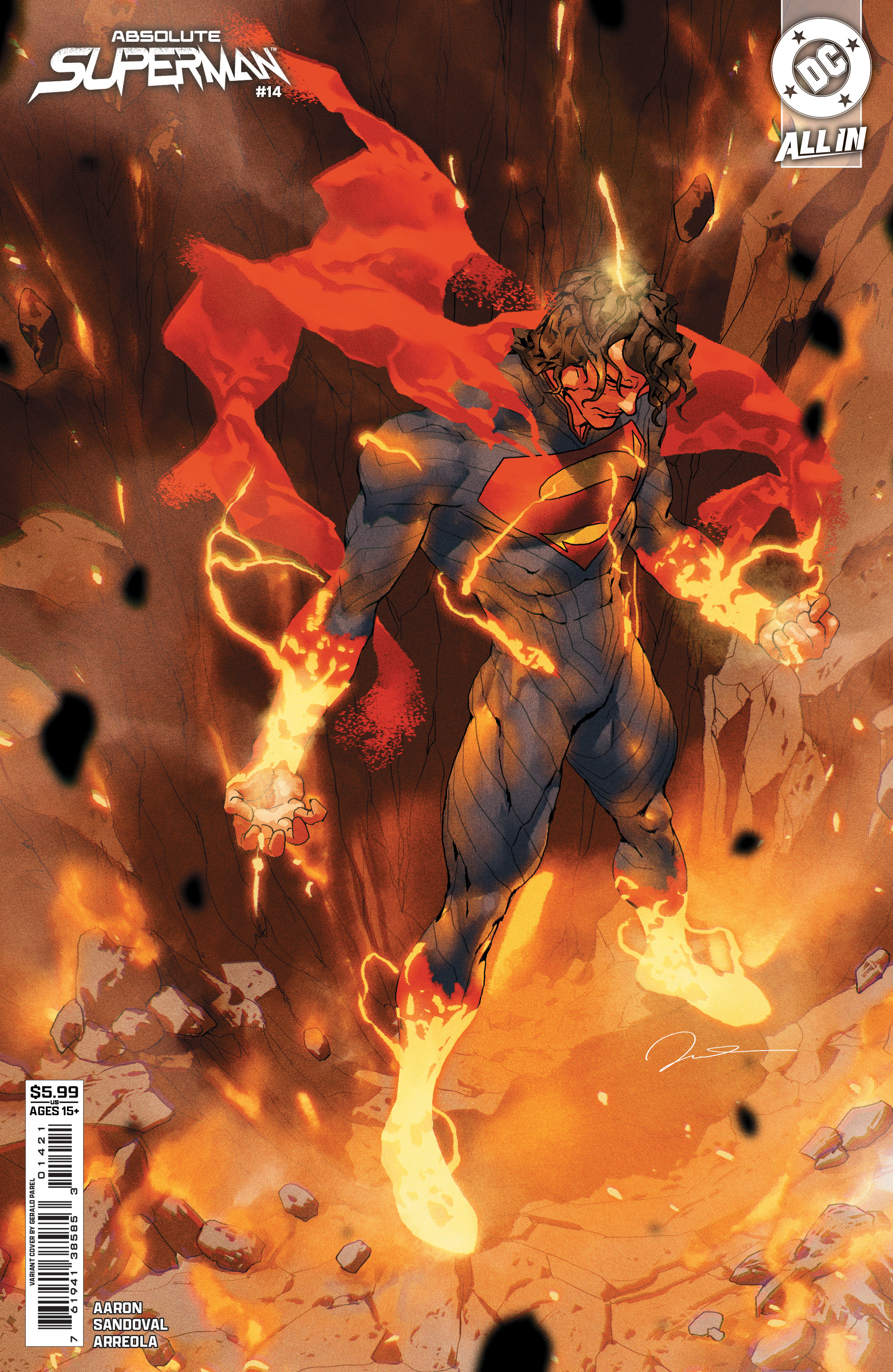 FOC22112025049 | ABSOLUTE SUPERMAN @14 CVR B GERALD PAREL CARD STOCK VAR PRE ORDER [FOC 2211] | DC  