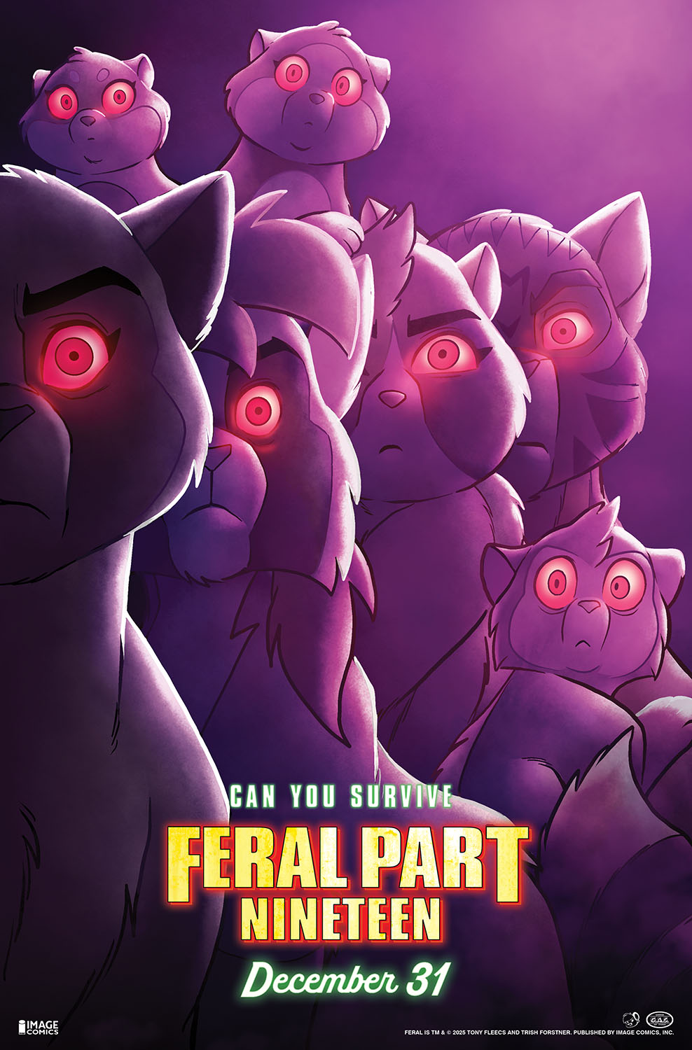  FOC29112025042 | FERAL @19 CVR B TONY FLEECS & TRISH FORSTNER MOVIE POSTER HOMAGE VAR PRE ORDER [FOC 2911] | IMAGE  