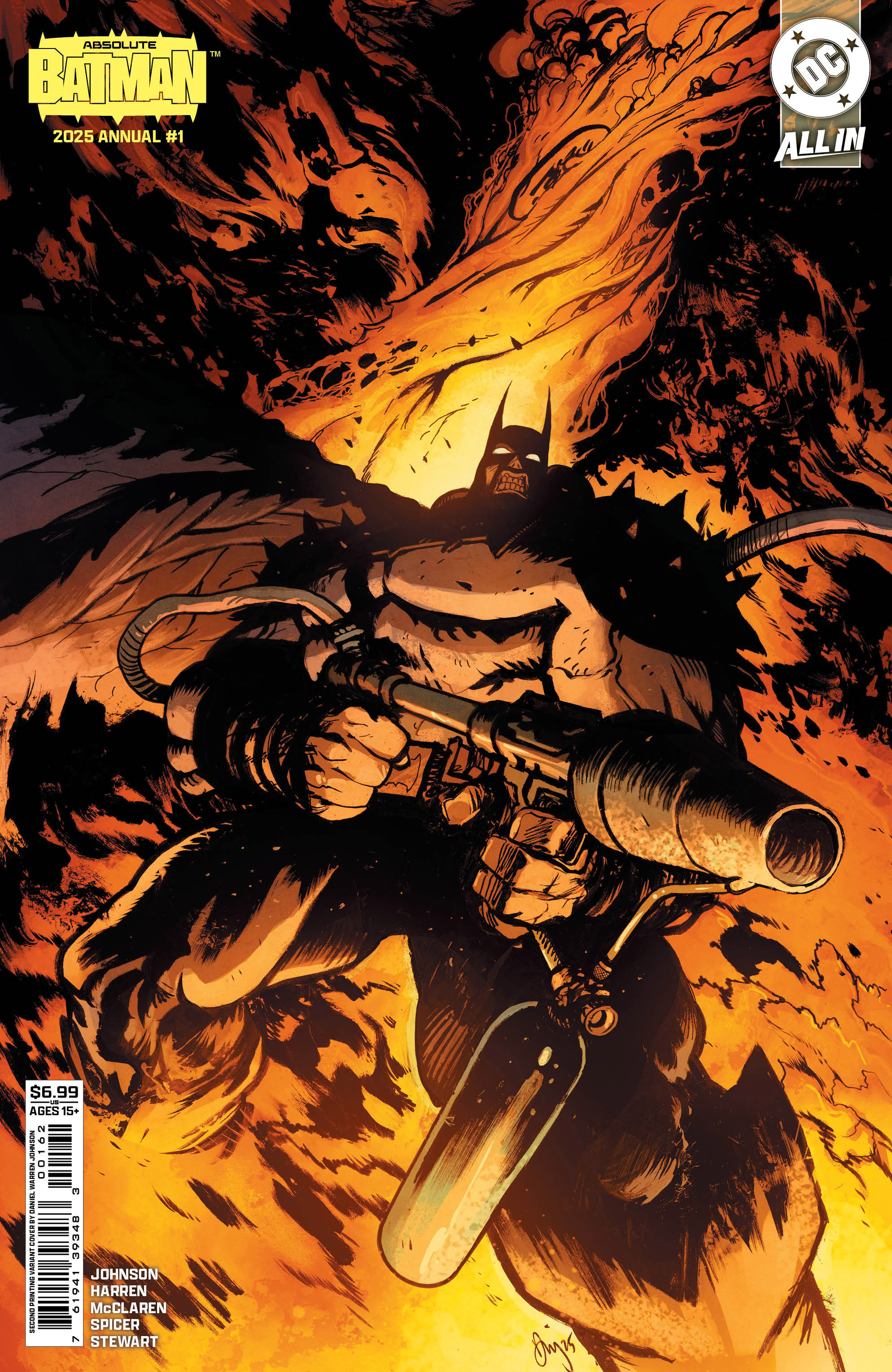  FOC13122025146 | ABSOLUTE BATMAN 2025 ANNUAL @1 (ONE SHOT) SECOND PRİNTİNG CVR B DANİEL WARREN JOHNSON FLAMETHROWER CARD STOCK VAR PRE ORDER [FOC 1312] | DC  