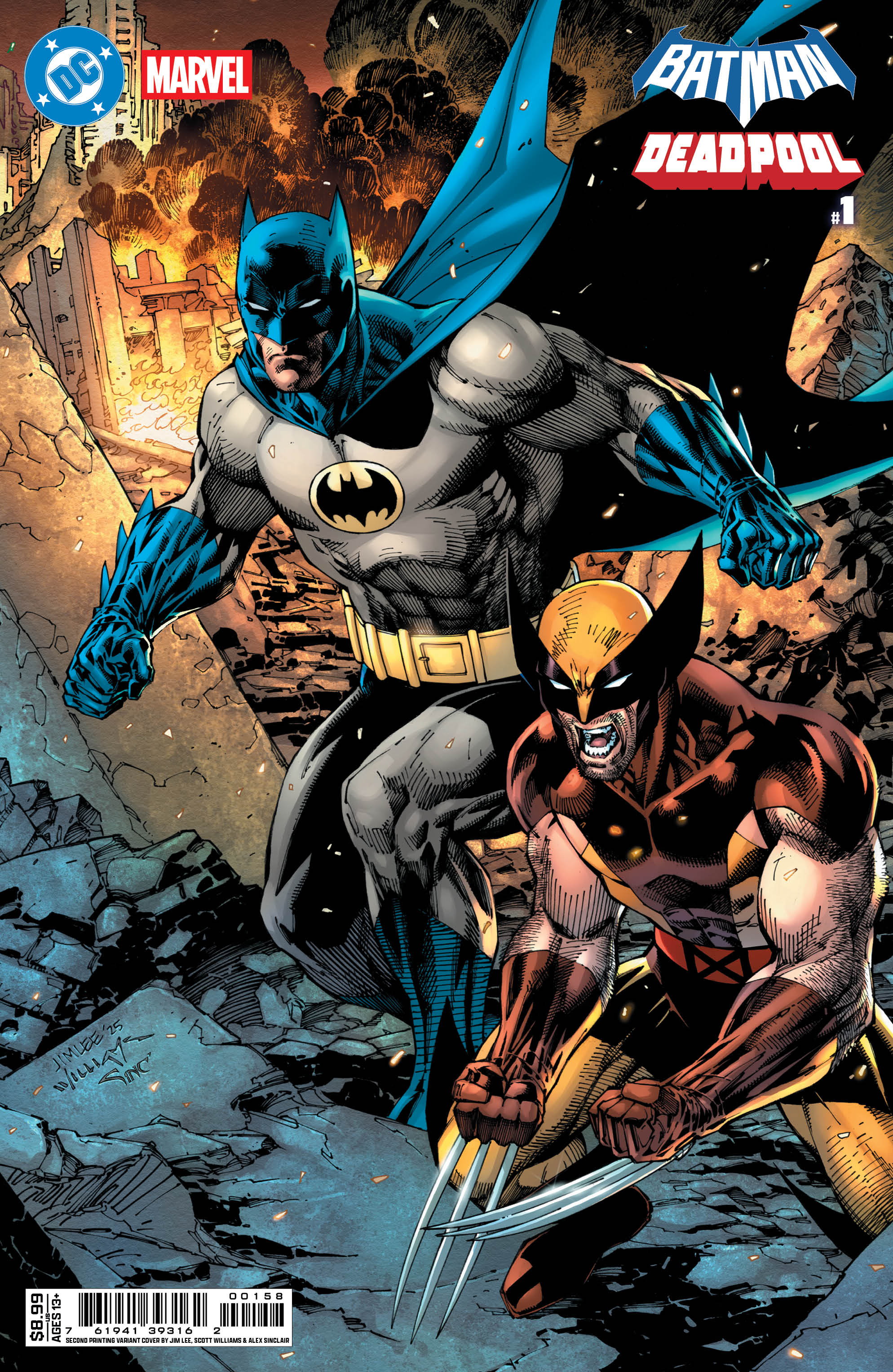  1125DC8009 | DC MARVEL BATMAN DEADPOOL @1 (ONE SHOT) SECOND PRINTING COVER B JIM LEE & SCOTT WILLIAMS CARD STOCK VARIANT | DC  