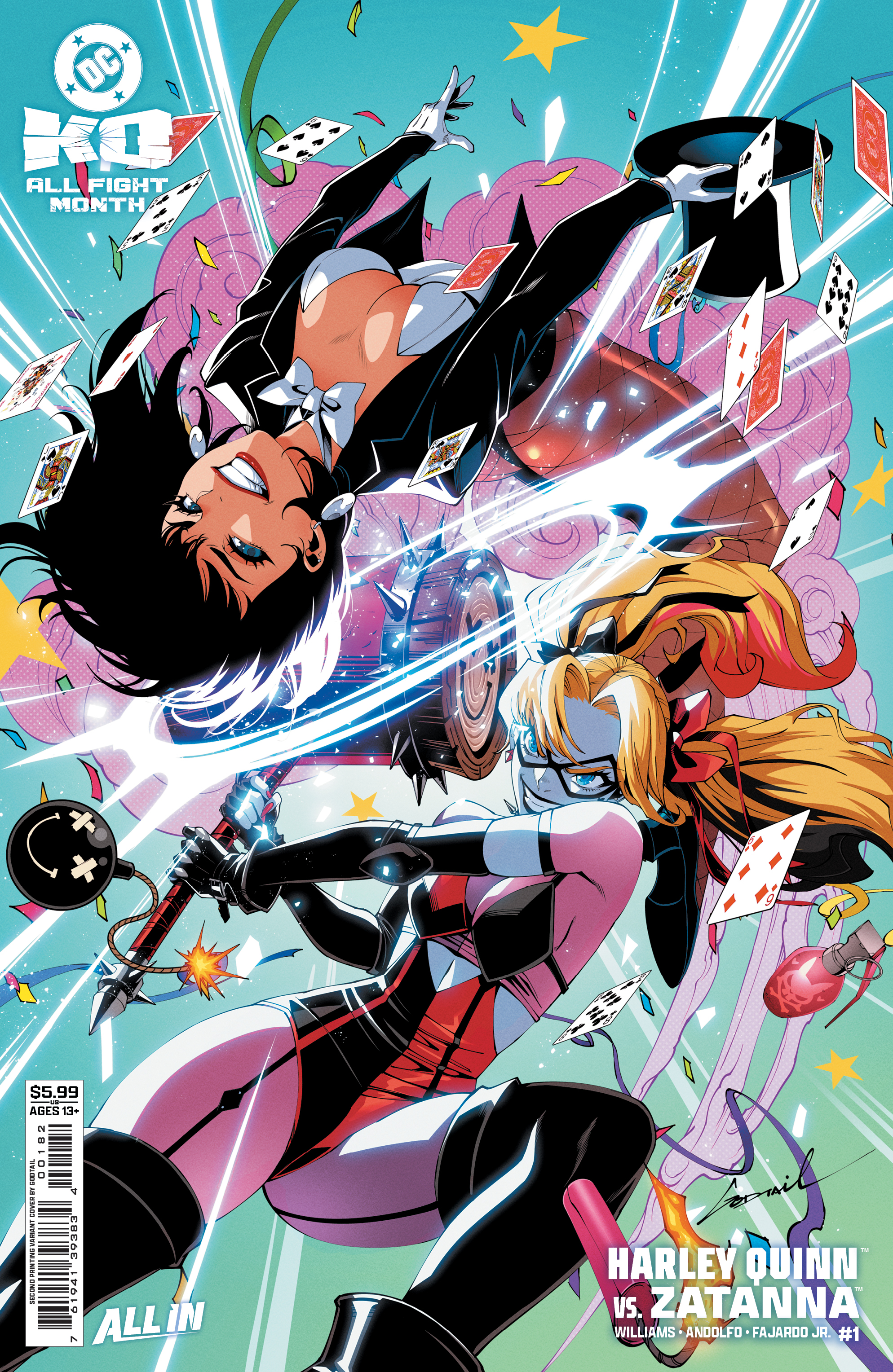 DC K.O. Harley Quinn Vs. Zatanna #1 (One Shot)(2nd Printing Cover B Godtail Card Stock Variant)