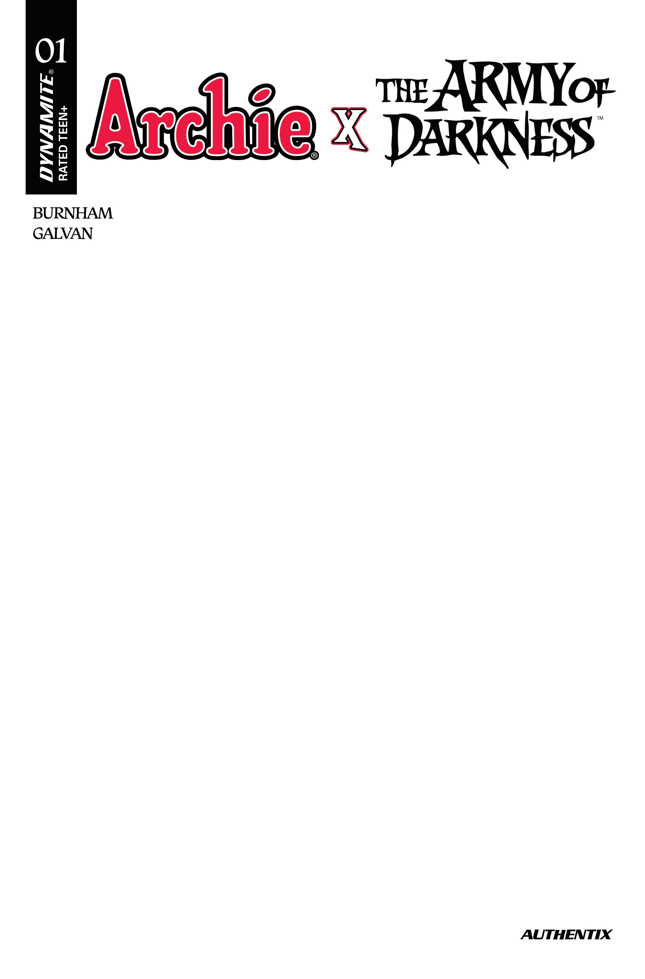  FOC3012026258 | ARCHIE X ARMY OF DARKNESS @1 CVR F BLANK AUTHENTIX VAR PRE ORDER [FOC 0301] | LUNAR  