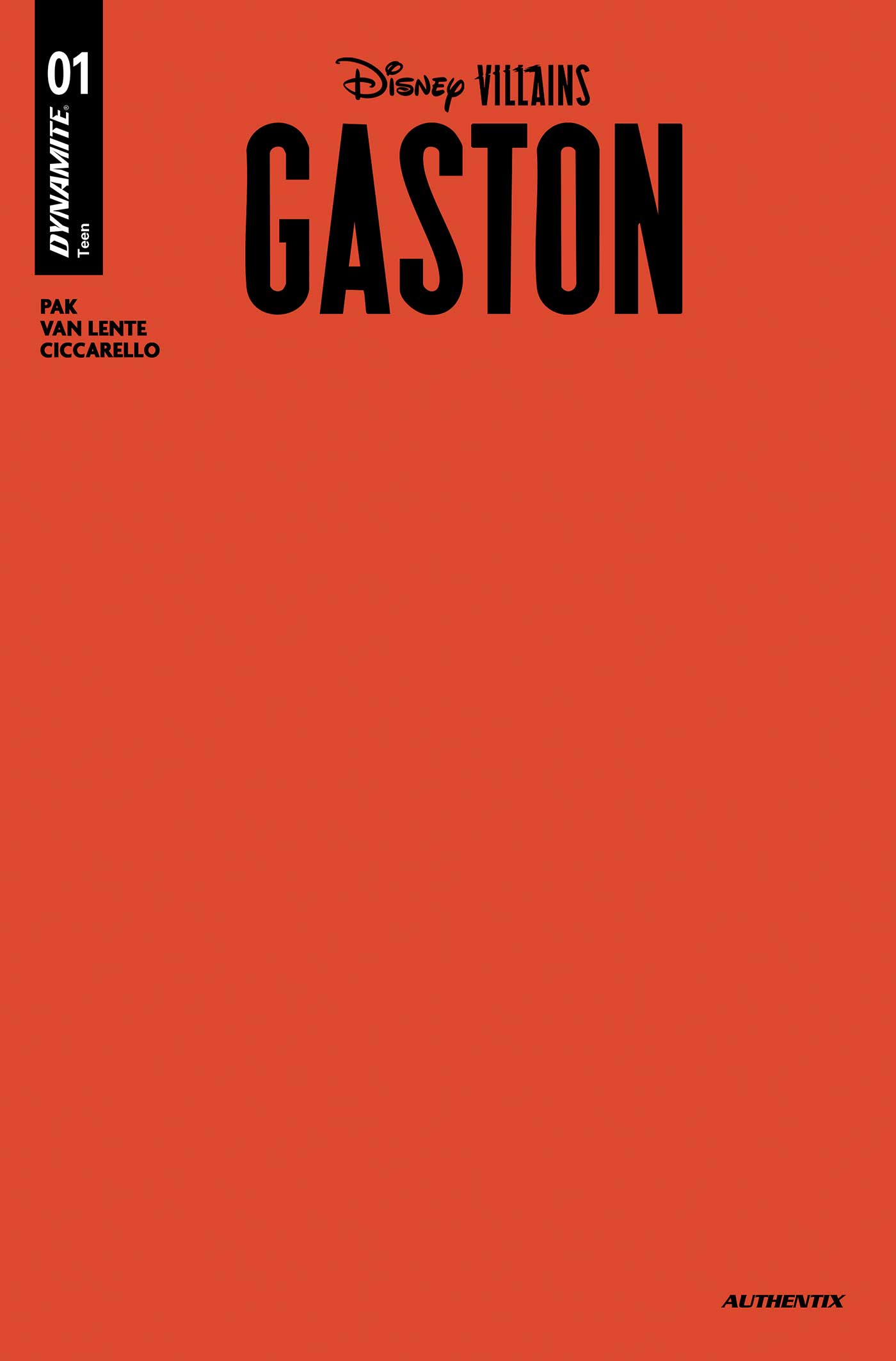 Disney Villains Gaston #1 (Cover L Red Blank Authentix Variant)