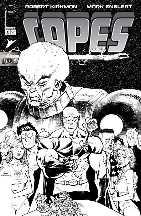 Weekly Pull list - INVINCIBLE UNIVERSE CAPES #6 CVR E INC 1:50 RYAN OTTLEY B&W VAR
