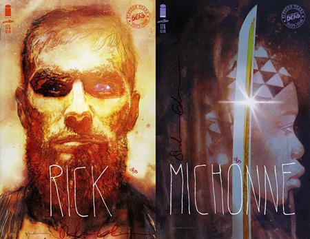 DF WALKING DEAD #175 & 176 BILL SIENKIEWICZ VARIANT SET ULTRA LIMITED BLOOD RED SIGNATURE SERIES SIGNED BY STEFANO GAUDIANO (MR)