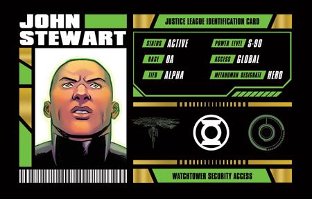 Weekly Pull list - JOHN STEWART JUSTICE LEAGUE MEMBERSHIP CARD OPT-IN BUNDLES OF 25 (FREE) (NET)