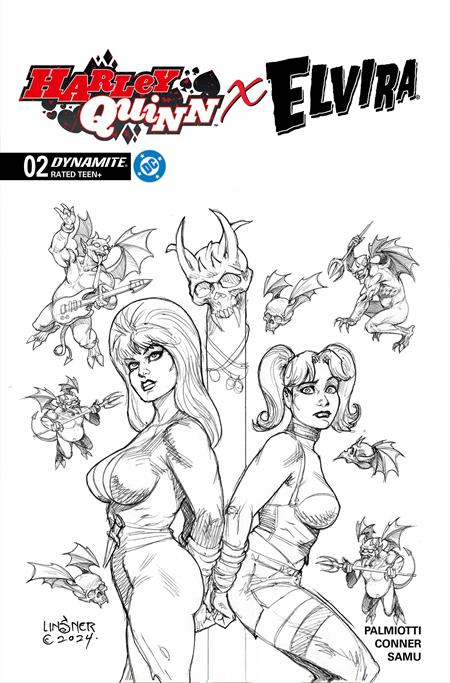 Weekly Pull list - HARLEY QUINN X ELVIRA #2 CVR T INC 1:7 JOSEPH MICHAEL LINSNER LINE ART FOC BONUS VAR