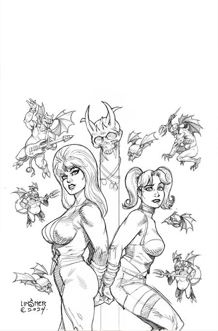 Weekly Pull list - HARLEY QUINN X ELVIRA #2 CVR U INC 1:10 JOSEPH MICHAEL LINSNER LINE ART VIRGIN FOC BONUS VAR